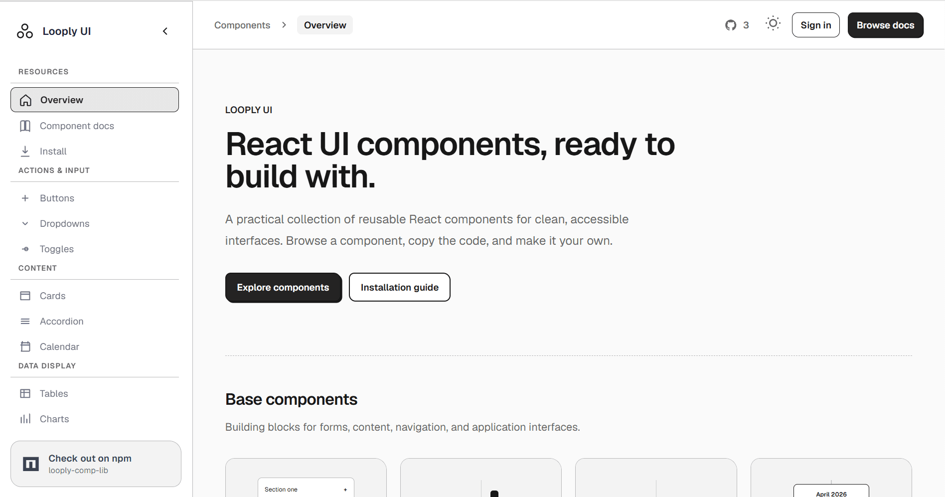 Component Library preview